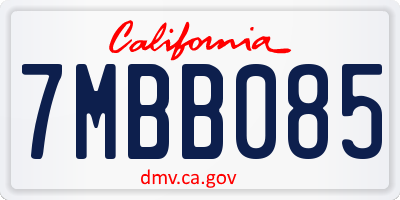 CA license plate 7MBB085