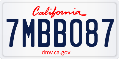 CA license plate 7MBB087