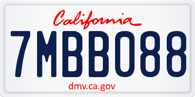 CA license plate 7MBB088