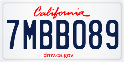 CA license plate 7MBB089