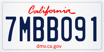 CA license plate 7MBB091