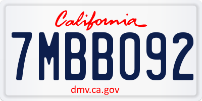 CA license plate 7MBB092