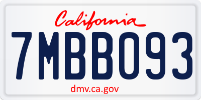 CA license plate 7MBB093