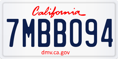 CA license plate 7MBB094