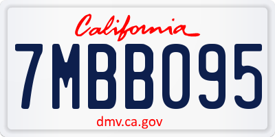 CA license plate 7MBB095