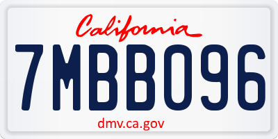 CA license plate 7MBB096