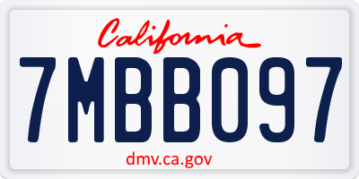 CA license plate 7MBB097