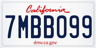 CA license plate 7MBB099