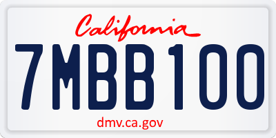 CA license plate 7MBB100