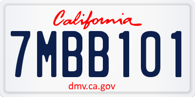 CA license plate 7MBB101