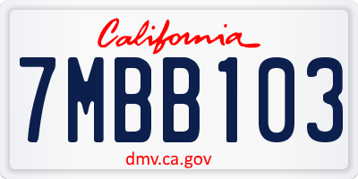 CA license plate 7MBB103
