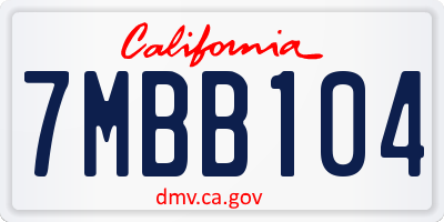CA license plate 7MBB104