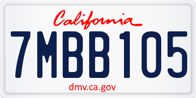 CA license plate 7MBB105