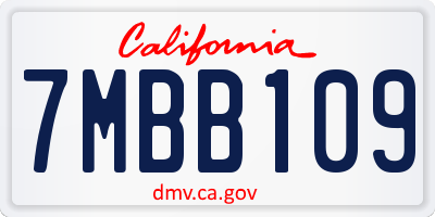 CA license plate 7MBB109