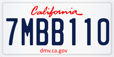 CA license plate 7MBB110