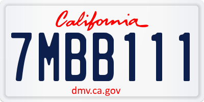 CA license plate 7MBB111