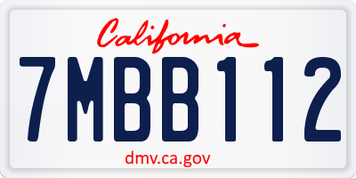 CA license plate 7MBB112