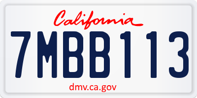 CA license plate 7MBB113