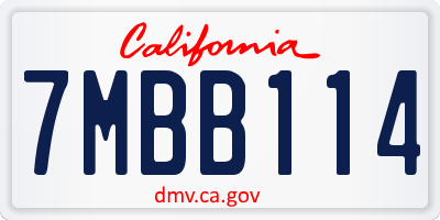 CA license plate 7MBB114