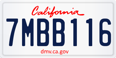 CA license plate 7MBB116