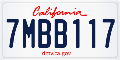 CA license plate 7MBB117