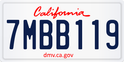 CA license plate 7MBB119