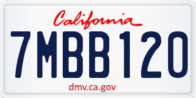 CA license plate 7MBB120