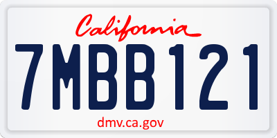 CA license plate 7MBB121