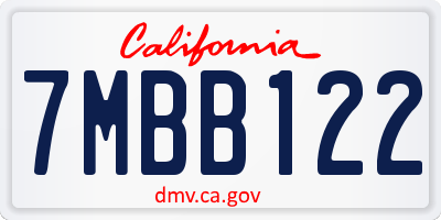 CA license plate 7MBB122