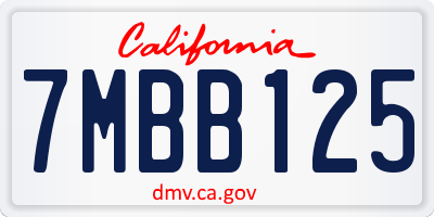 CA license plate 7MBB125