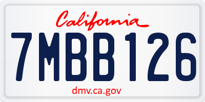 CA license plate 7MBB126