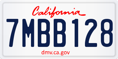 CA license plate 7MBB128