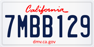 CA license plate 7MBB129