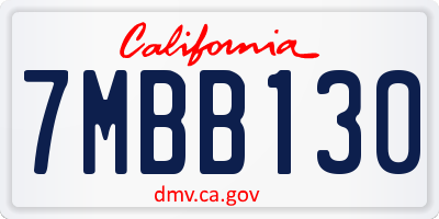 CA license plate 7MBB130