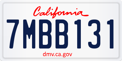 CA license plate 7MBB131
