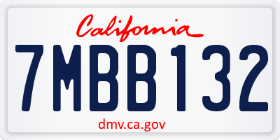 CA license plate 7MBB132