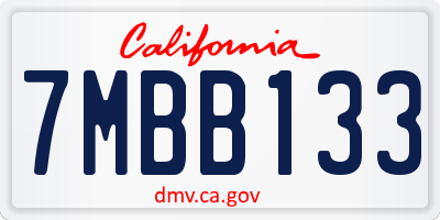 CA license plate 7MBB133
