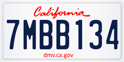 CA license plate 7MBB134