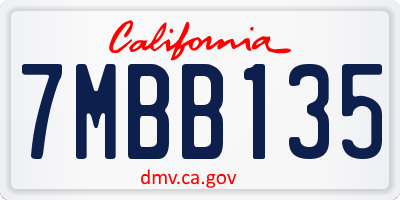 CA license plate 7MBB135