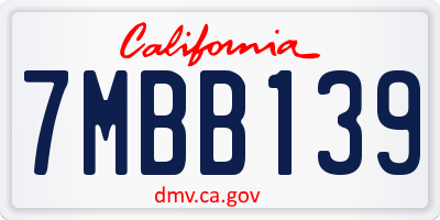 CA license plate 7MBB139