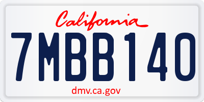 CA license plate 7MBB140