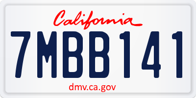 CA license plate 7MBB141