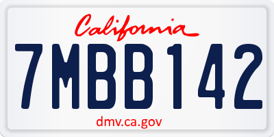 CA license plate 7MBB142