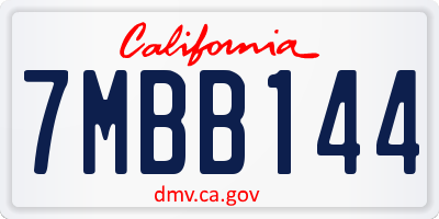 CA license plate 7MBB144