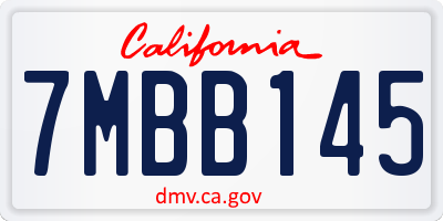 CA license plate 7MBB145