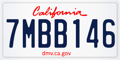 CA license plate 7MBB146