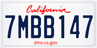 CA license plate 7MBB147