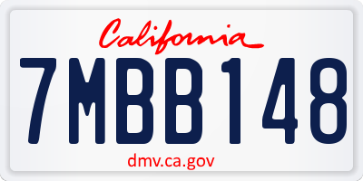 CA license plate 7MBB148