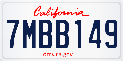 CA license plate 7MBB149