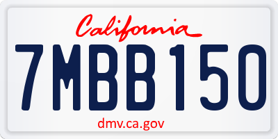 CA license plate 7MBB150